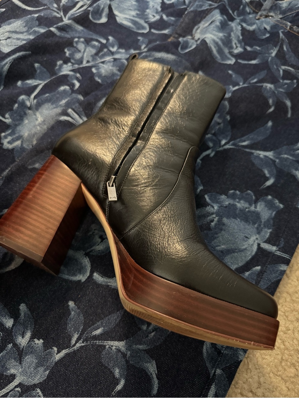 Marc Fisher Women's Black Leather Platform Ankle Boots
